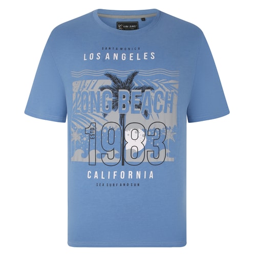 KAM Long Beach Print T-Shirt Powder Marl